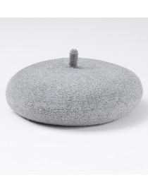 Fashion Gray Pure Color Decorated Berets
