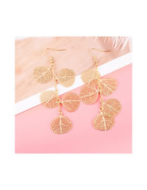 Simple Gold Color Leaf Shape Decorated Earrings
