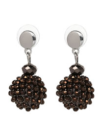 Fashion Brown Bead Decorated Earrings