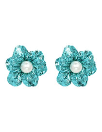 Simple Blue Flower Shape Decorated Earrings