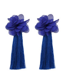 Fashion Navy Flower Shape Decorated Earrings