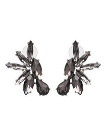 Fashion Gray Diamond Decorated Earrings