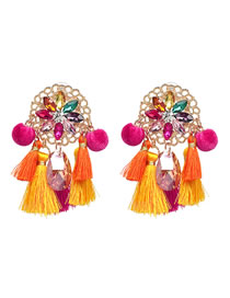 Fashion Multi-color Diamond Decorated Tassel Earrings