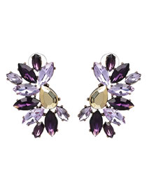 Fashion Purple Diamond Decorated Earrings