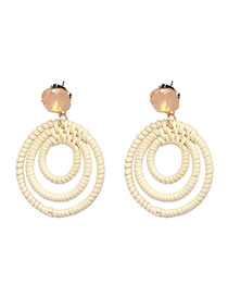 Fashion Light Pink Round Shape Decorated Earrings