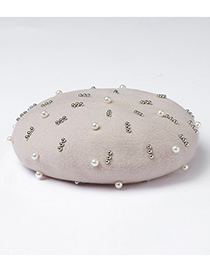 Fashion Beige Bead&pearl Decorated Berets