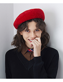 Fashion Red Pure Color Decorated Berets