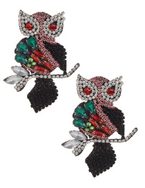 Fashion Multi-color Owl Shape Decorated Earrings