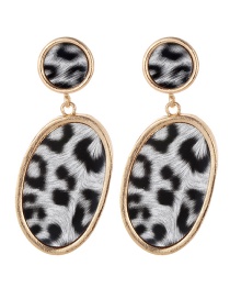 Fashion White+black Leopard Pattern Decorated Earrings