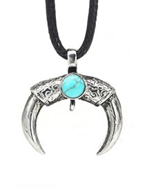 Fashion Silver Color Moon Shape Decorated Necklace