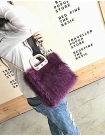 Fashion Dark Purple Pure Color Decorated Handbag