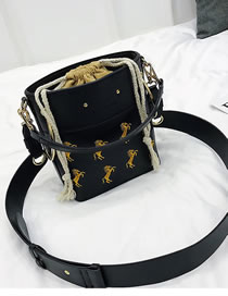 Fashion Black Horse Pattern Decorated Handbag