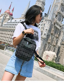 Fashion Black Square Pattern Decorated Backpack