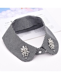 Fashion White+black Grid Pattern Decorated Fake Collar