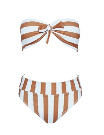 Sexy Khaki Stripe Pattern Decorated Bikini