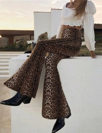 Fashion Brown Leopard Pattern Decorated Trouser
