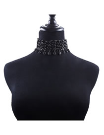Fashion Black Water Drop Shape Decorated Choker