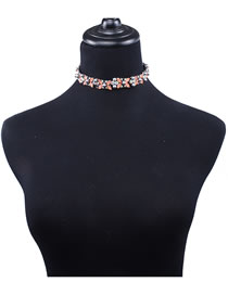 Fashion Orange Diamond Decorated Choker