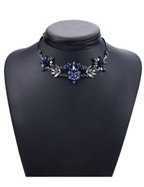 Fashion Blue Diamond Decorated Choker