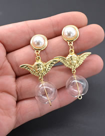 Fashion White+gold Color Angel Shape Decorated Earrings