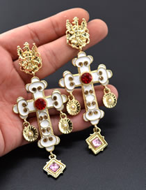 Fashion Gold Color Cross Shape Decorated Earrings