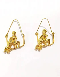 Fashion Gold Color Men Shape Decorated Earrings