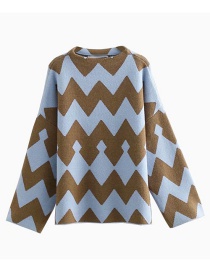 Fashion Blue Stripe Pattern Decorated Sweater