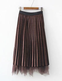 Fashion Coffee Pure Color Decorated Skirt