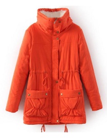 Fashion Orange Pure Color Design Cotton-padded Clothes