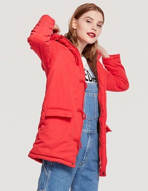 Fashion Red Horns Buckle Design Cotton-padded Clothes