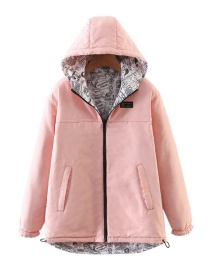 Fashion Pink Zipper Decorated Cotton-padded Clothes