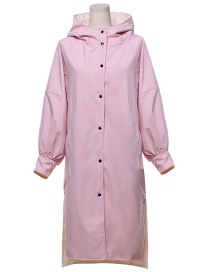 Fashion Pink Buttons Decorated Pure Color Windbreaker