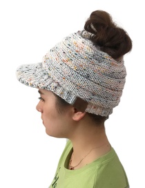 Fashion White Label Decorated Hollow Out Knitted Hat