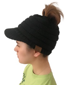 Fashion Black Pure Color Decorated Knitted Hat