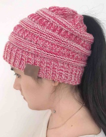 Fashion Plum Red Label Decoratedpure Color Knitted Hat