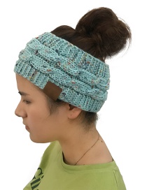Fashion Blue Hemp Flowers Shape Design Knitted Hat