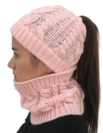 Fashion Pink Hemp Flowers Shape Design Hat&scarf