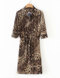 Fashion Brown Leopard Pattern Decorated Dress