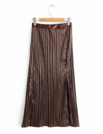 Fashion Brown Pure Color Decorated Simple Skirt