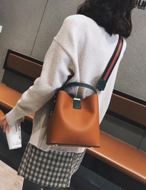 Fashion Brown Bucket Shape Decorated Bag
