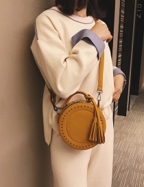 Fashion Yellow Round Shape Decorated Bag