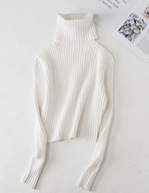 Fashion White Pure Color Decorated Sweater