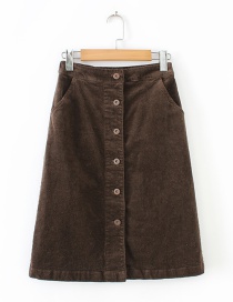 Fashion Brown Pure Color Decorated Skirt
