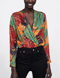 Fashion Multi-color V Neckline Design Jumpsuit
