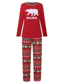 Fashion Red Bear Pattern Decorated Pajamas For Mom