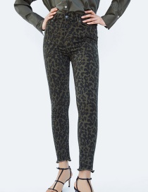 Fashion Brown Leopard Pattern Decorated Long Pants