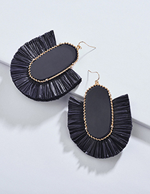 Elegant Dark Blue Geometric Shape Design Pure Color Earrings