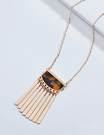 Elegant Brown Vertical Shape Pendant Design Long Necklace