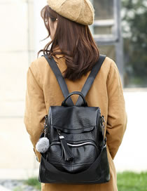 Fashion Black Pure Color Design High-capacity Backpack