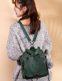 Fashion Green Fuzzy Ball Pendant Decorated Leisure Backpack